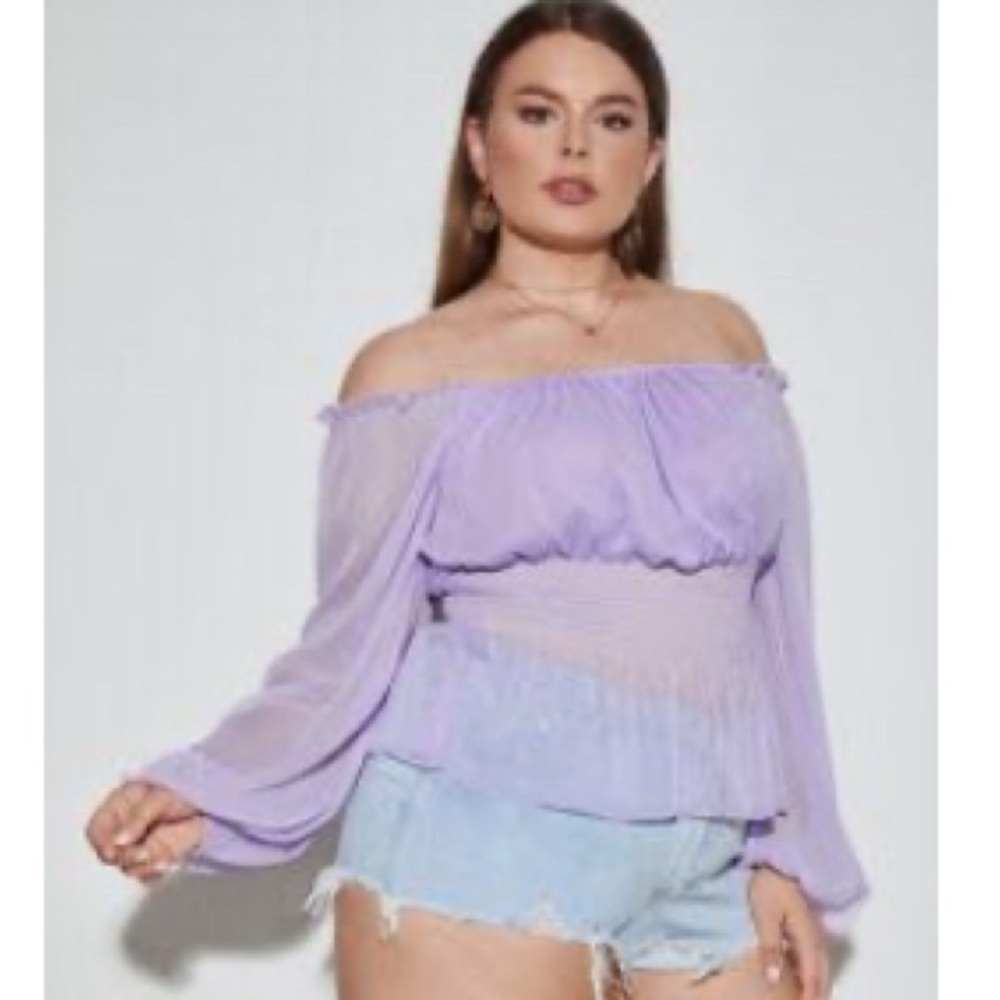 Lavender Sheer Flowy Blouse